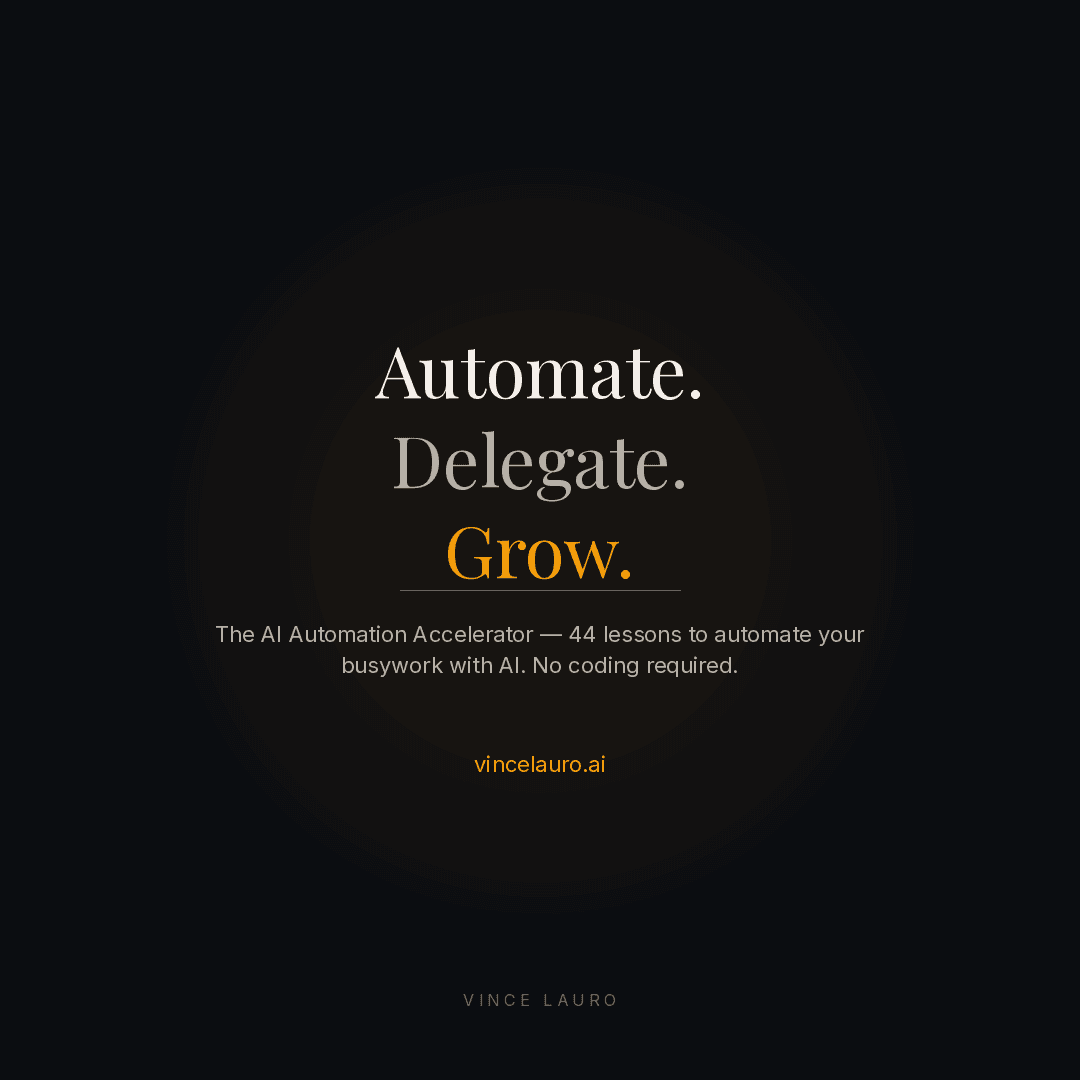 "Automate. Delegate. Grow." — transformation