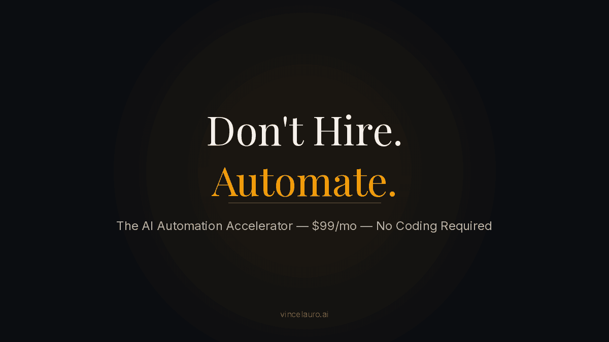 "Don't Hire. Automate." — with mascot